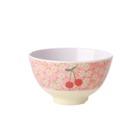 Small Flower & Cherry  Print Small Melamine Bowl By Rice DK